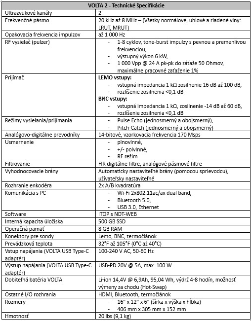 volta 2 - specifications